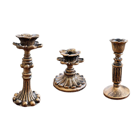 Vintage Taper Candle Holders - Antique Bronze Finish Resin Candle Sticks for Wedding, Dinner Party, Table Centerpiece Decor
