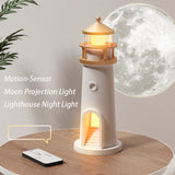 Moon Lamp Projection Lighthouse Lamps Night Light Remote Control Bluetooth Music Motion Sensor Ambient Lights Xmas Birthday Gift