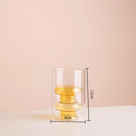 Minimalist Colored Glass Creative Double-layer Glass Transparent Vase Desktop Soft Decoration Hydroponics Vase Home Decoration