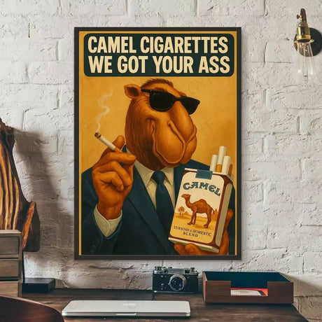 Vintage C-Camel C-Cigarettes Poster Poster Self-Adhesive Wall Art For Living Room Bedroom No Fade Modern Home Decor Stickers
