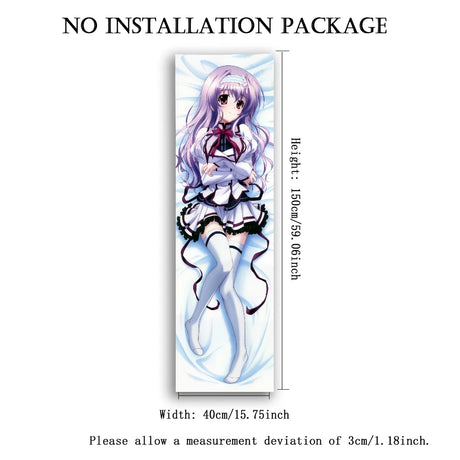 Anime Girl Dakimakura-Style Tapestry, White & Purple Uniform, Soft Bedroom Decor