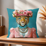 Comfortable Soft Fashion Pillow Case Wreath for Leopard Sofa Living Room Home Office Decor Portrait Goat With Europe and Protect