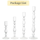 3Pcs Glass Candlestick Holders Glass Taper Candle Holders Groovy Wavy Elegant Candle Stick for Home Party Decoration
