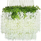 12pcs Wisteria Vine Artificial Flowers Wholesale Trailing Fake String for Home Wedding Party Decor Silk