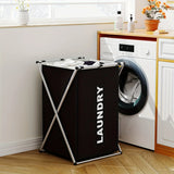 1 PC Large Laundry Hamper 3 Sections Divided Laundry Basket Foldable Washing Bin Dirty Cloth Storage Bag