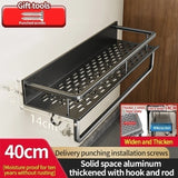 Aluminum Kitchen Shelf Wall Mounted Spice Organizer Rust and Moisture Resistant Bathroom Toiletries Storage Racks