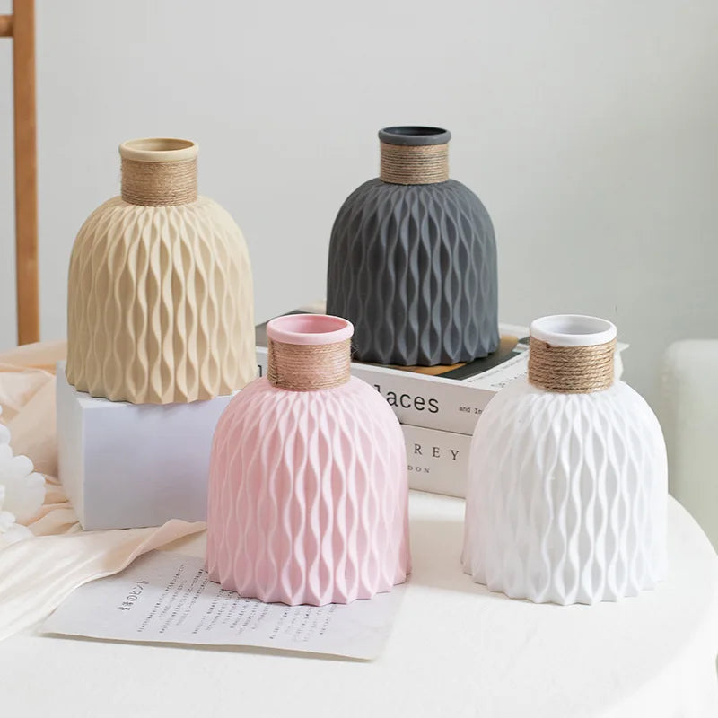 1PC Water Ripple Vase - Flower Pot Basket, Twine Plastic Vase, Small Fresh Flower Arrangement Vase, Scandinavian Home Decoration