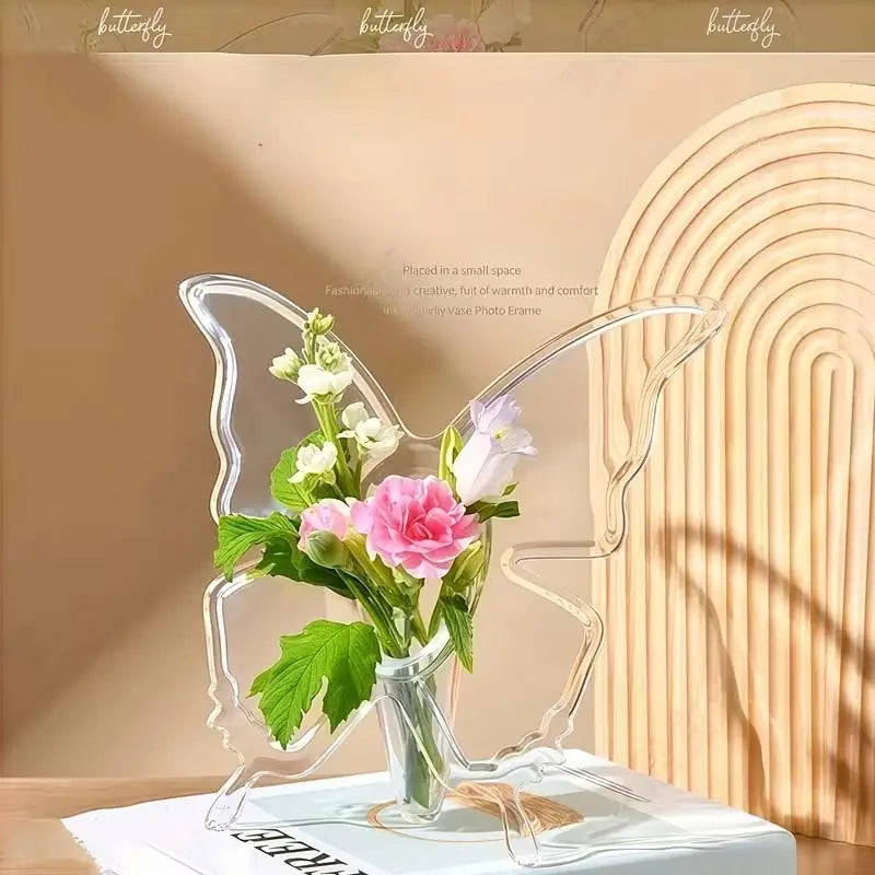 2pcs Butterfly Vase Centerpieces – Clear Acrylic Bud for Holidays, Weddings & Flower Arranging