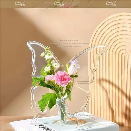 2pcs Butterfly Vase Centerpieces – Clear Acrylic Bud for Holidays, Weddings & Flower Arranging