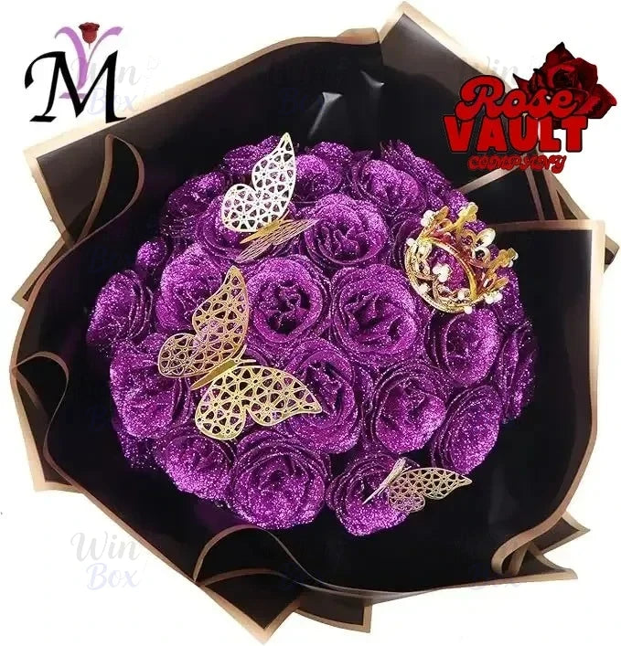 10/30/50pcs 7/6cm Glitter artificial flower rose Mother's/Valentine's Day girl friend wife DIY bouquet gift for wedding Birthday