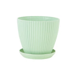 Plastic Flower Pot Succulent Plant Pot with Tray Green Dill Round Double Layer Small Flowerpot Home Office Desktop Decoration