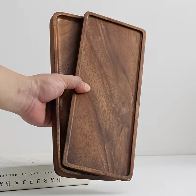 Natural Wooden Tray Rectangular Plate Fruit Snacks Food Storage Trays Hotel Home Serving Tray Decorate Supplies
