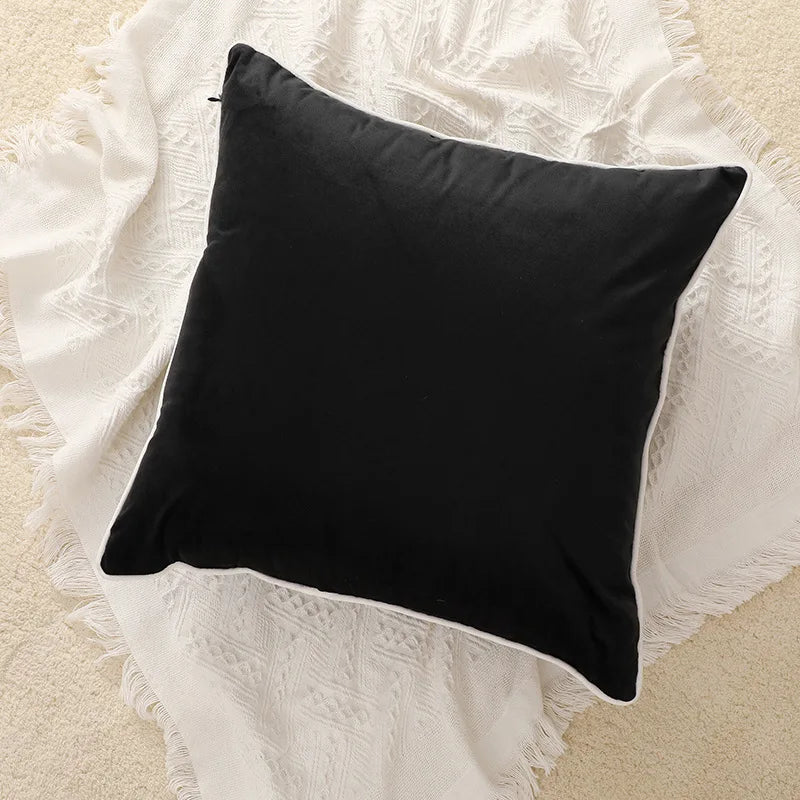 Modern Velvet Pillowcases for Living Room, Black & White Velour Cushion Covers, Sofa Decor, 45x45/50x50/30x50 cm