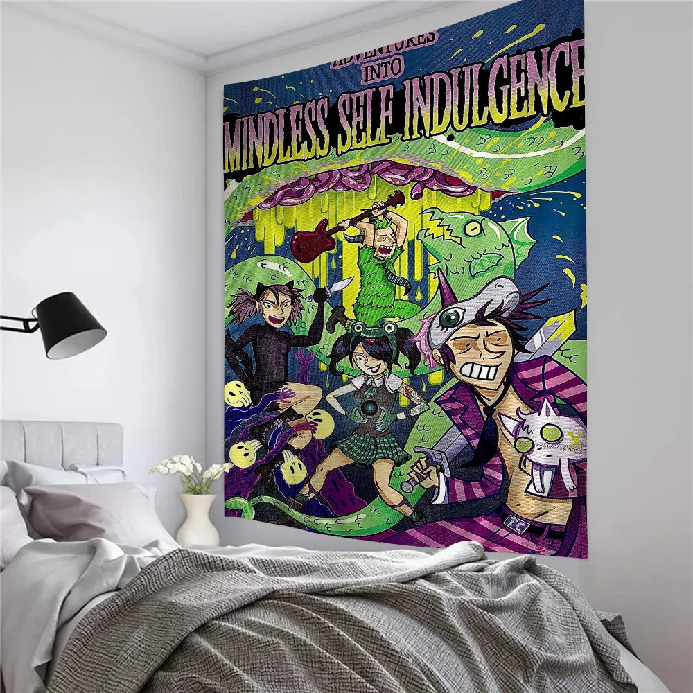 Mindless Self Indulgence Anime Tapestry - Tarot Hippie Wall Rug, Dorm & Home Decor, Unique Hanging Art, Vibrant Design