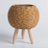 Fashion Rattan Woven Flower Pot Creative Flower Planters With Removable Legs Durable Hand Wove Plant Stand