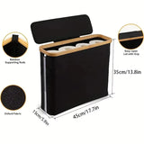 1 Storage Basket, Storage Shelf, Large Paper Holder, 12 Rolls of Toilet Paper, Storage Rack with Lid, Oxford Cloth + Bamboo Stor