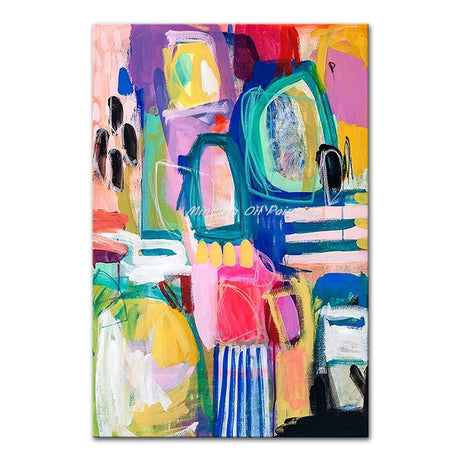 Mintura,Handpainted Abstract Color Block Oil Painting on Canvas Frameless Poster Wall Art Picture Modern Home Decoration Artwork