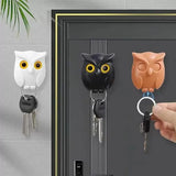 Animal Cartoon Owl Keychain Magnetic Key Hook Auto Blink Cute No Punch Storage Hook Kitchen Home Wall Decor