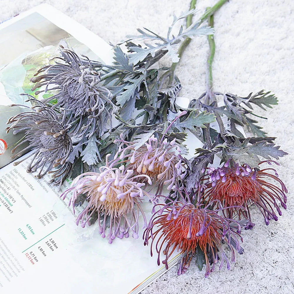 Artificial Flowers Short Branch Crab Claw 2 Fork Pincushion Festival Garland Vase for Home Wedding Room Decoration Fake Planting