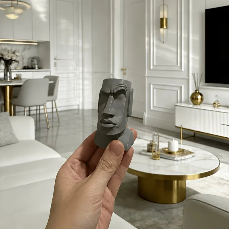 Raising eyebrows Moai statue - Easter Island avatar, eye-catching "Are you serious?" emoji desktop decoration ornament