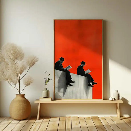 1pc Retro Surrealism Unique Men on Edge Poster - Frameless Abstract Canvas Wall Art Print for Living Room & Bedroom Decortions