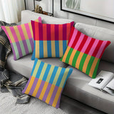 Vibrant Geometric Stripe Pillow Covers, Machine Washable with Zip Closure | Ideal for Living Room Sofa & Bedroom Decor