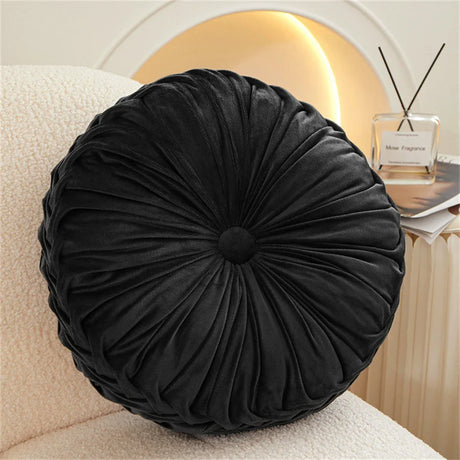 Round Throw Pillow Velvet Pleated Round Pillow Cushion for Couch Chair Bed Car Colorful Floor Cushion Home Decoration