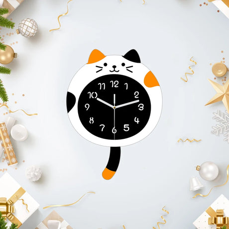 Modern cute cartoon cat wall clock mute no ticking sound suitable for living room bedroom home decoration simple clock