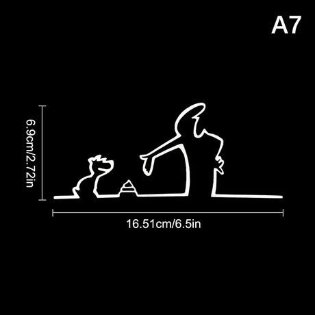 New La Linea Minimalist Line Art Car Sticker Bumper & Window Door Wall Decal With Cartoon Character Design Home Car Decoration