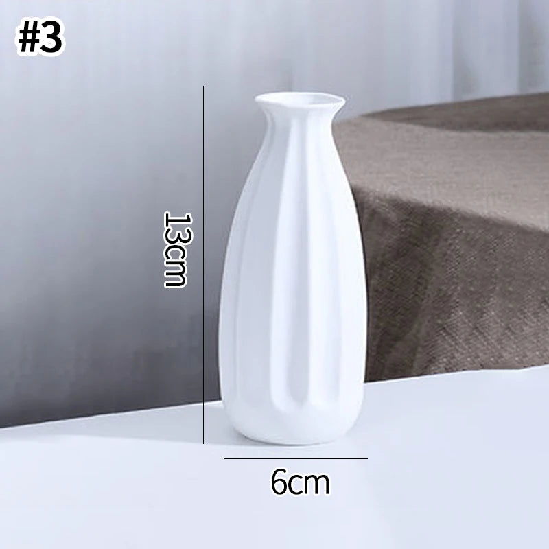 White Ceramic Vases Nordic Decorative Vasen Ornaments Home Living Room Decor Flower Arrangements Sketching Props Desktop Decor