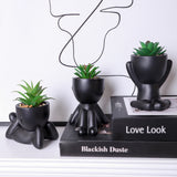 XIYA FLOWER Artificial Aloe Potted Plant Black Miniature Character Pot Fake Potted Plant Wholesale PE Material Home Decoration