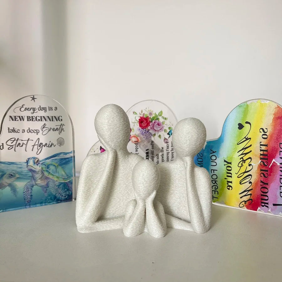 A family decorated wedding statue for three people, perfect as an anniversary gift for husband and wife, newlyweds, or as an art