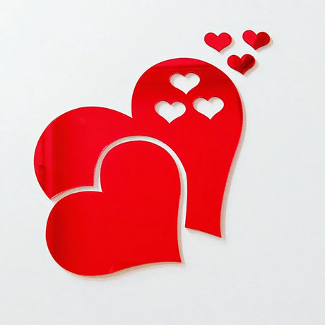 3D Acrylic Love Heart Pattern Wall Stickers, Mirror Wallpaper, Wedding, Bed Room, Home Room, Art Decor, Valentine's Day