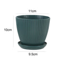 Plastic Flower Pot Succulent Plant Pot with Tray Green Dill Round Double Layer Small Flowerpot Home Office Desktop Decoration