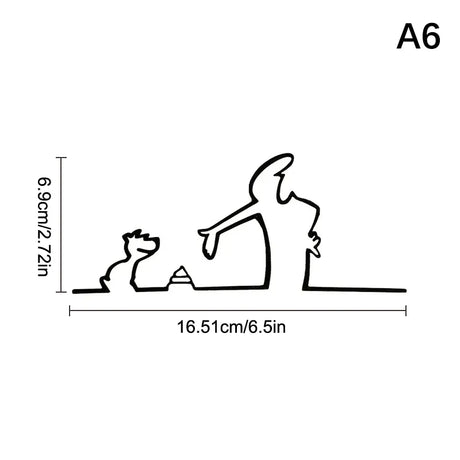 New La Linea Minimalist Line Art Car Sticker Bumper & Window Door Wall Decal With Cartoon Character Design Home Car Decoration