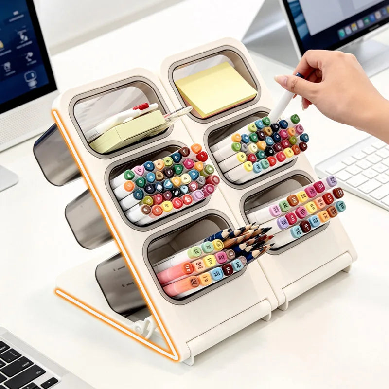 Detachable Slant Insert Pen Holder, Home Desk Pen Box, Office Desktop Pen Stand, Multi-layer Student Stationery Box