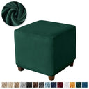 Velvet Square Ottoman Cover Soft Elastic Footrest Slipcovers for Living Room House Pouf Stool Covers Furniture Protector Case