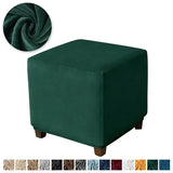 Velvet Square Ottoman Cover Soft Elastic Footrest Slipcovers for Living Room House Pouf Stool Covers Furniture Protector Case