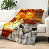 Cute cartoon funny cat meme abstract Flannel warm comfort soft plush blanket for sofa living room hogar bedroom travel gift home
