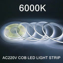 220V COB LED Strip Light Flexible Tape Lights Smart IC No Need Driver High Bright 240 LEDs Linear Lighting RA95 Warm White 1-5m
