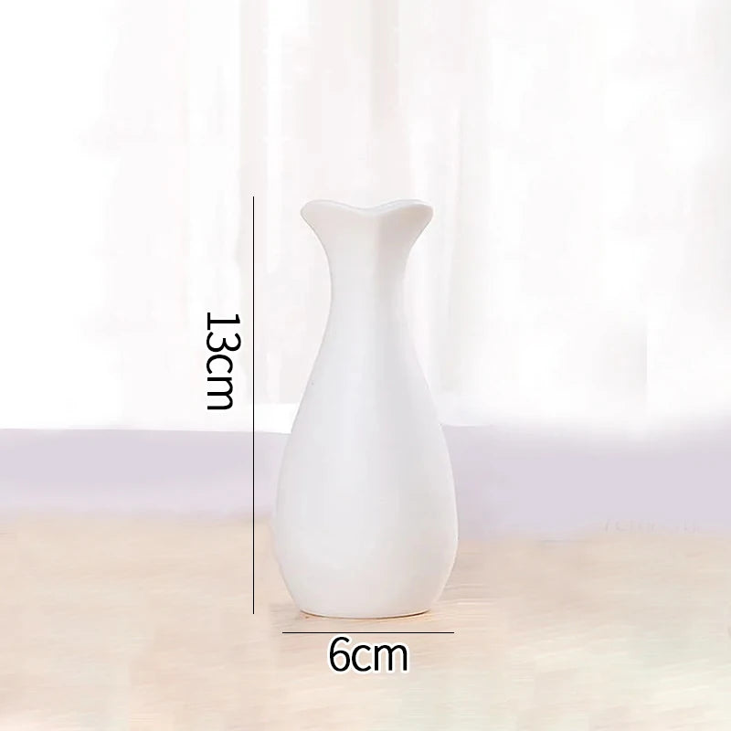 White Nordic Ceramic Flower Vase Retro Flower Bottle Creative Flower Arrangement Holder Simple Plant Pot Room Table Decor Mini