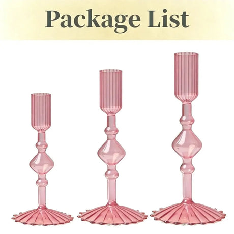 3Pcs Glass Candlestick Holders Glass Taper Candle Holders Groovy Wavy Elegant Candle Stick for Home Party Decoration