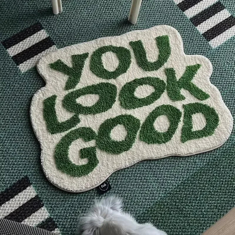 VIKAMA Non-standard Letter Carpet Soft Anti-slip Imitation Cashmere Foot Pad Home Decoration Bedside Rug Entrance Hall Doormat