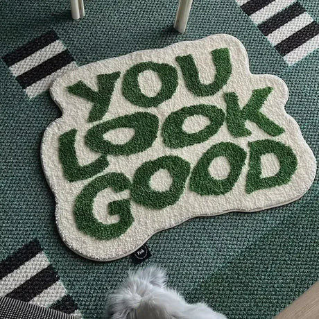 VIKAMA Non-standard Letter Carpet Soft Anti-slip Imitation Cashmere Foot Pad Home Decoration Bedside Rug Entrance Hall Doormat
