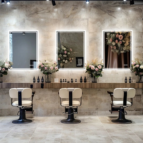 LUVODI LED Bathroom Mirror, Frameless Backlit Vanity Mirror, Dimmable 3-Color Light, Anti-Fog, Touch Sensor
