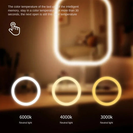 New 3 Colors Dimmable Lights Rechargeable LED Vanity Mirror - Touch Control Portable Cosmetic Mirror for Home Travel