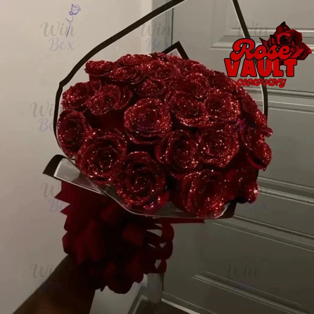 10/30/50pcs 7/6cm Glitter artificial flower rose Mother's/Valentine's Day girl friend wife DIY bouquet gift for wedding Birthday