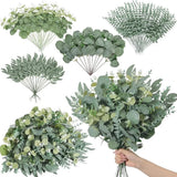 20pcs Eucalyptus Leaves Stems Artificial Plant Bouquet Fake Flowers for Home Decor DIY Floral Arrangement Wedding Decoration