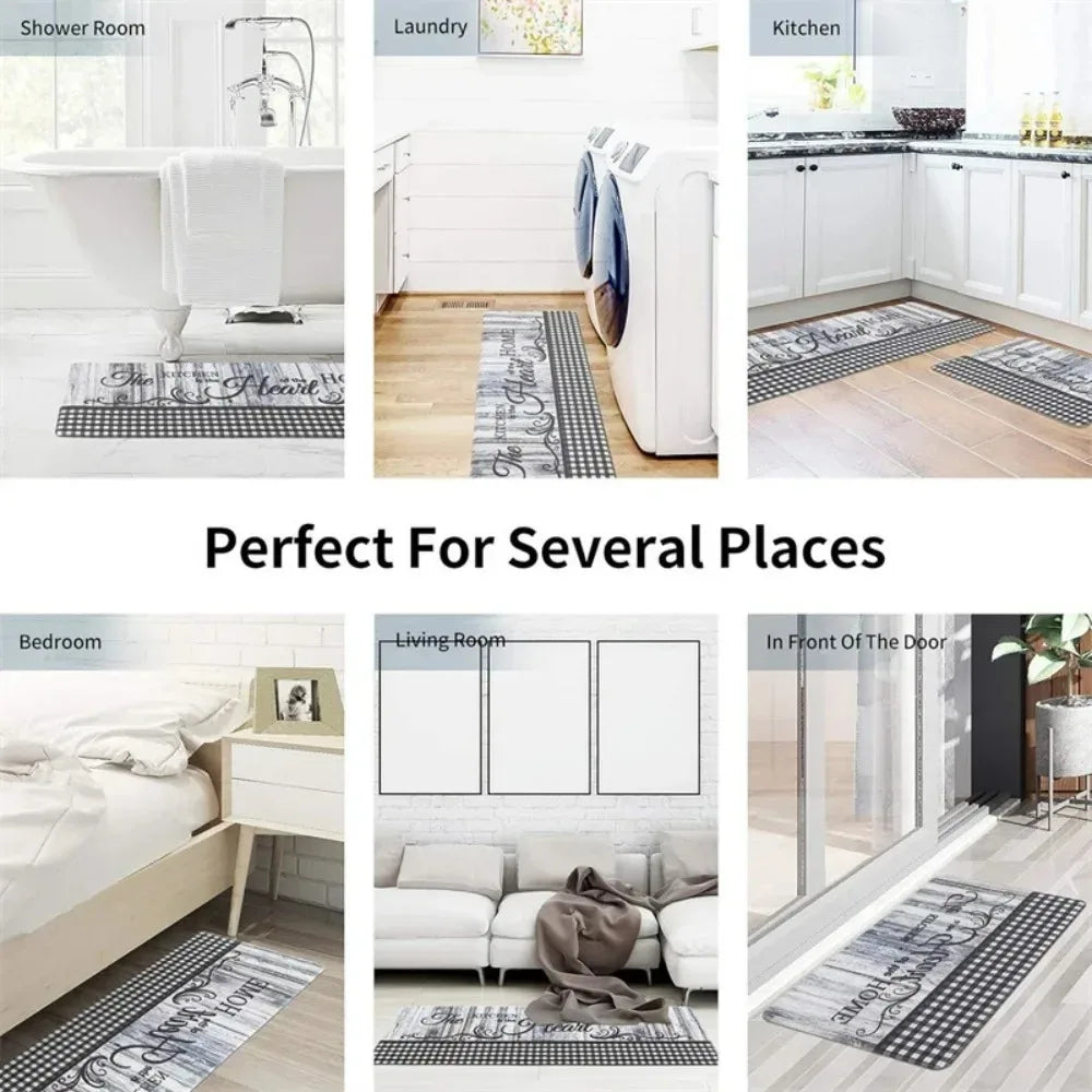 Floral Kitchen & Bathroom Mats Non-Slip, Runner Rugs for Home, Laundry - Comfortable Standing Pads with Vibrant Spring Decor