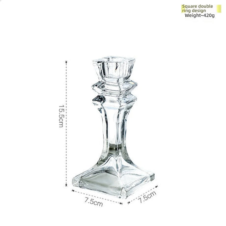 Glass Candle Wick Holder Clear Pillar Table Design Candlestick for Dining Decor